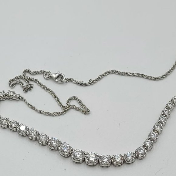 Stunning DIAMONIQUE Graduated Line Necklace  14.00 cttw  Round 100-Facet Stones - Picture 9 of 13